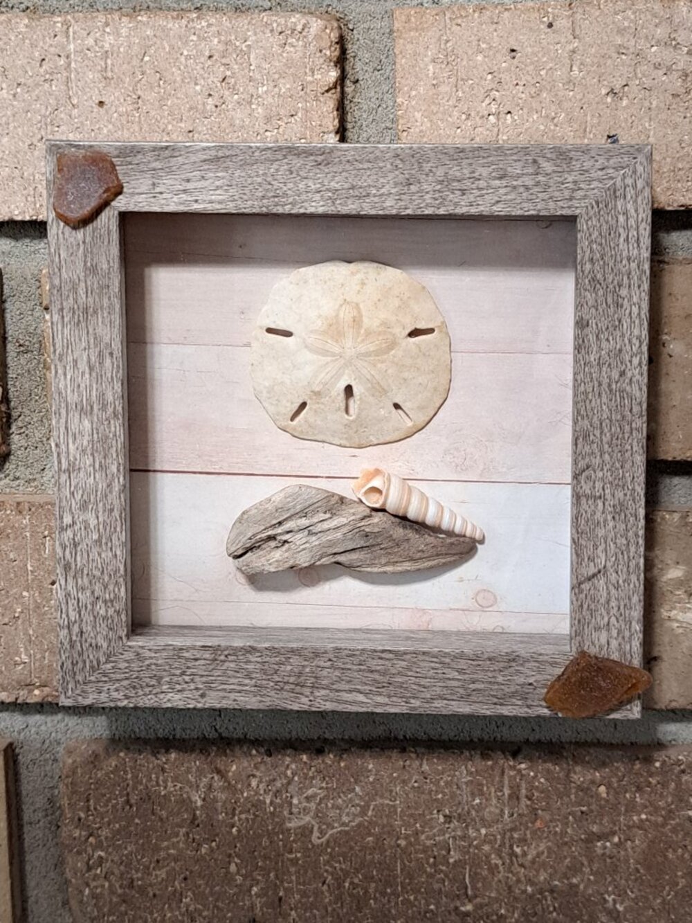 Handmade Framed Found Object Coastal Art